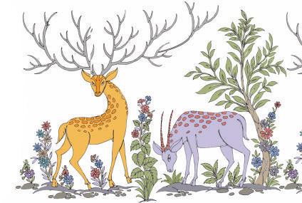Adorable Deer Cartoon Wallpaper for Kids Wallpaper