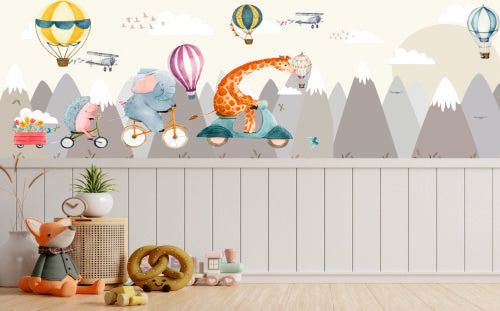 Animals Riding On Bike Kids Wallpaper