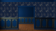 Appealing Blue Floral Pattern Cafe Wallpaper