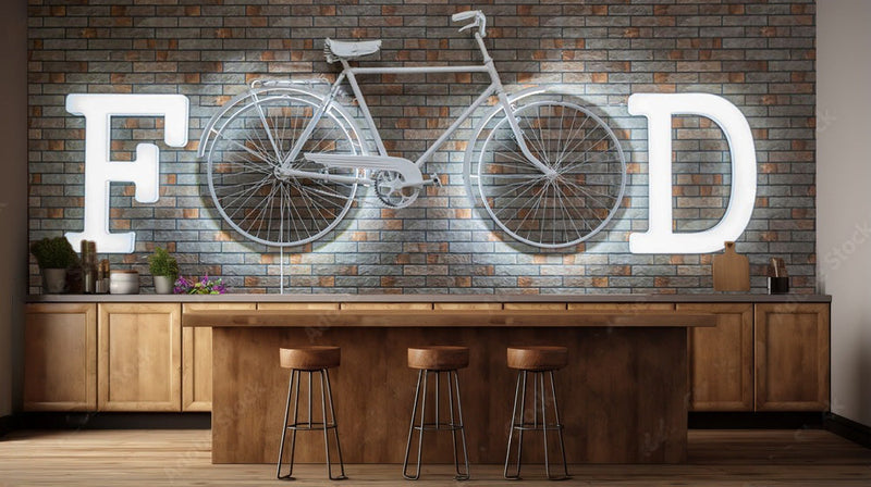 A white bicycle on a brick wall wallpaper