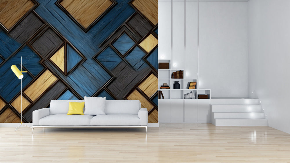 Attractive Frame Pattern Wooden Wallpaper