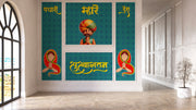 Attractive Rajasthani Welcoming Posture Pattern Cafe Wallpaper