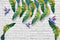Banana Leaves On Brick Design Tropical Pattern Wallpaper