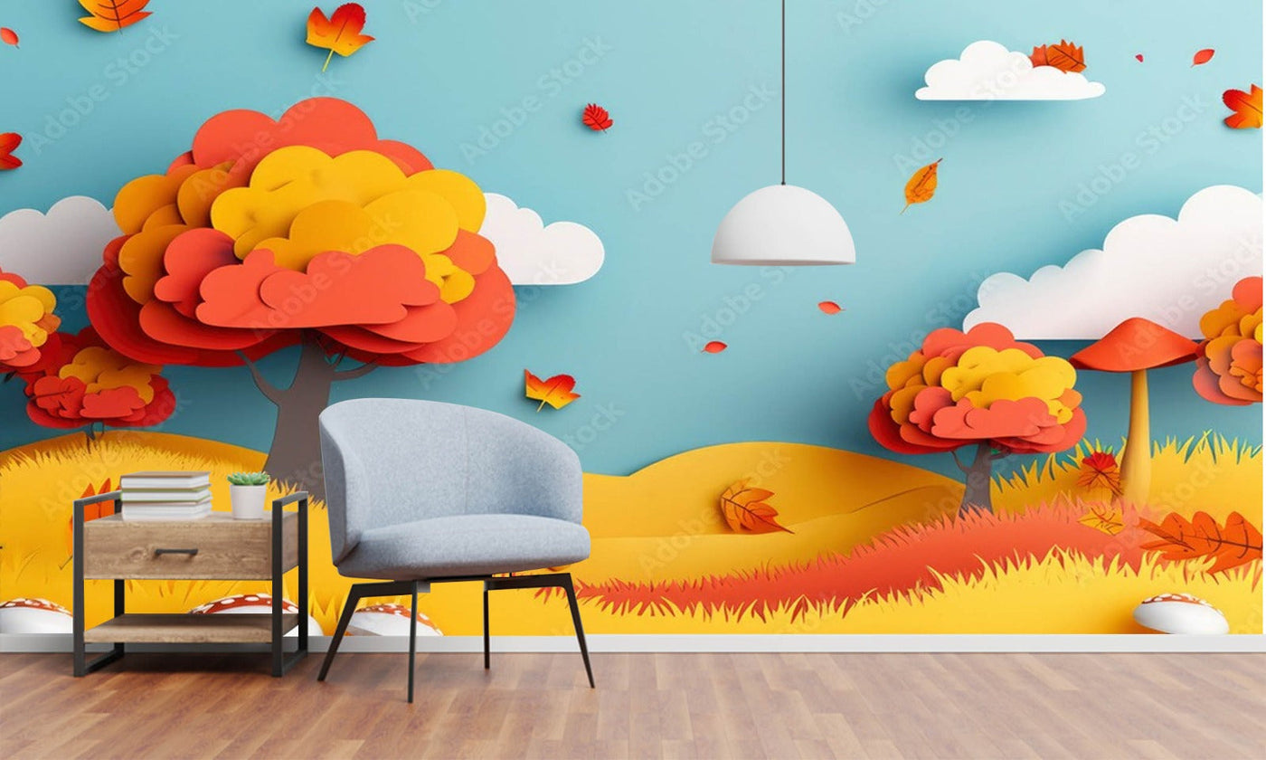 Beautiful Autumn View 3D Design Wallpaper