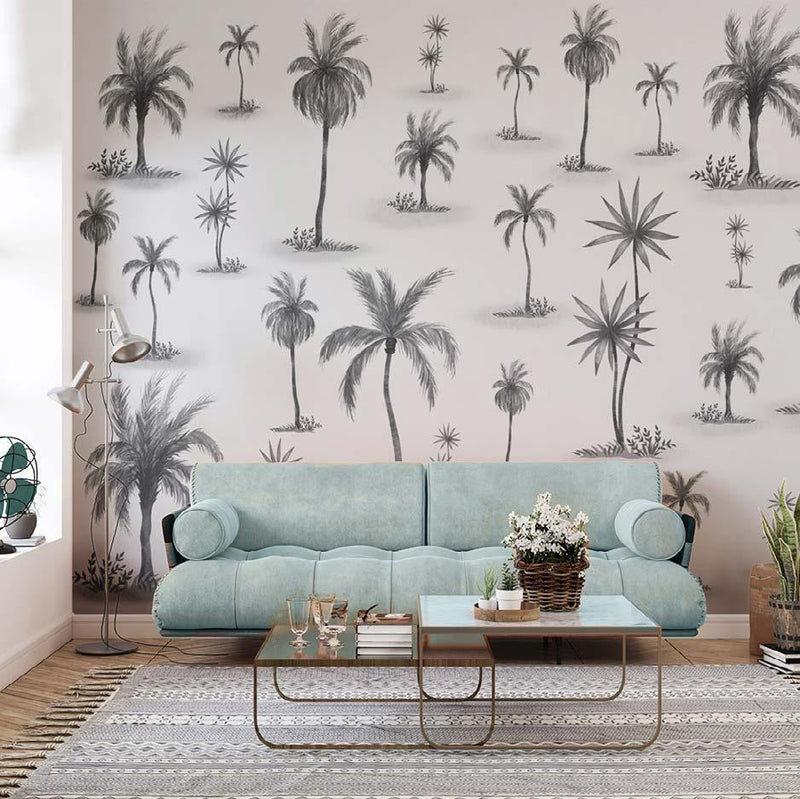 Beautiful Black And White Themed Tropical Wallpaper