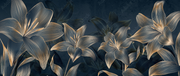 Beautiful Blue Floral Themed Cafe Wallpaper
