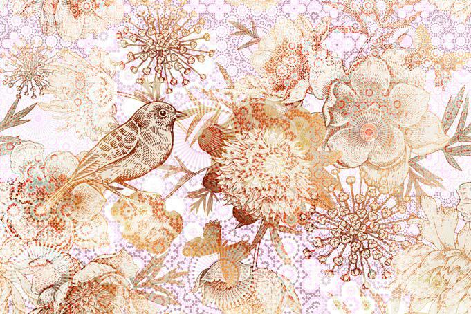 Beautiful Charming Bird Design Floral Wallpaper