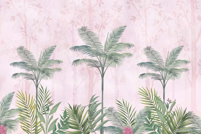 Beautiful Pink Tropical Chinoiserie Wallpaper