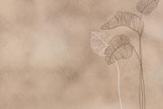 Beige Leafy Pattern Abstract Wallpaper