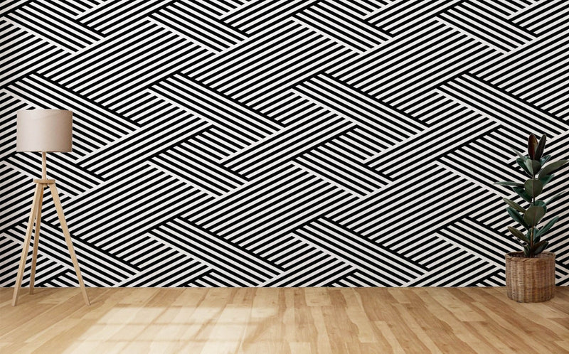 Black And White Stripes Pattern Geometric Wallpaper