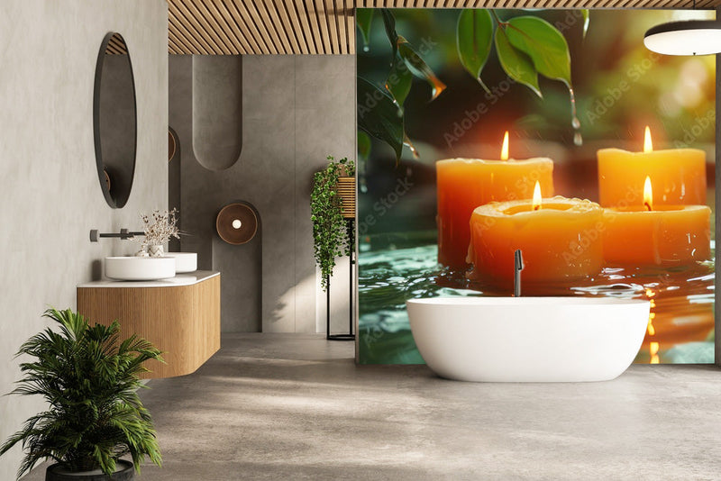 Burning Candle Themed Spa Wallpaper