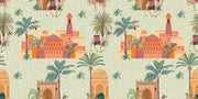 Camels and Palm Tress Combination Indian Pattern Wallpaper