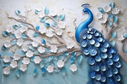 Charming Blue 3D Peacock Wallpaper