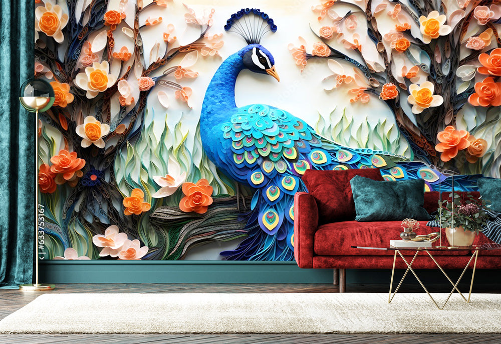 Colorful 3D Peacock Wallpaper