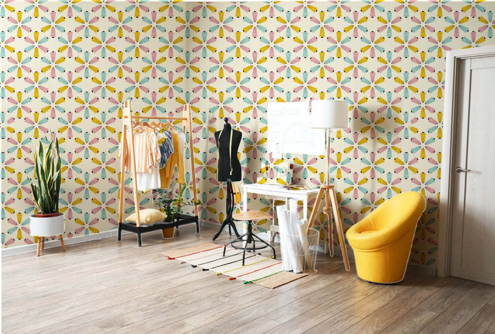 Colorful Reel Pattern Boutique Wallpaper