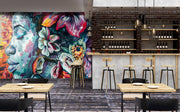 Colorful Woman Painting Bar Wallpaper