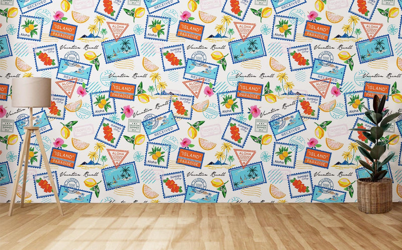 Colourful Stamp Theme Aesthetic Wallpaper