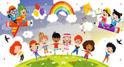 Comic Look Kids Playing Wallpaper