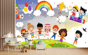 Comic Look Kids Playing Wallpaper