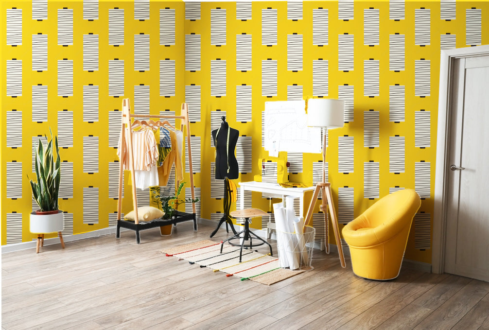 Creative White Reel Pattern Boutique Wallpaper