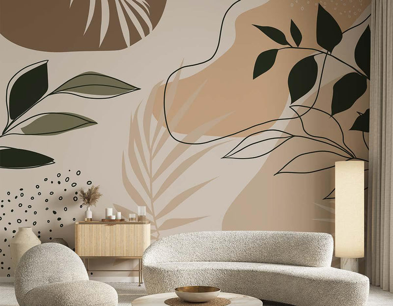 Decorative Leafy Pattern Abstract Wallpaper