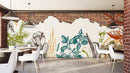 Elegant Floral With Brick Pattern Cafe Wallpaper
