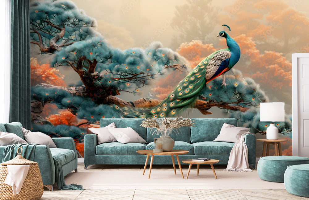 Elegant Majesty 3D Peacock Wallpaper