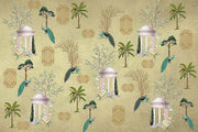 Elegant Yellow Themed Chinoiserie Wallpaper
