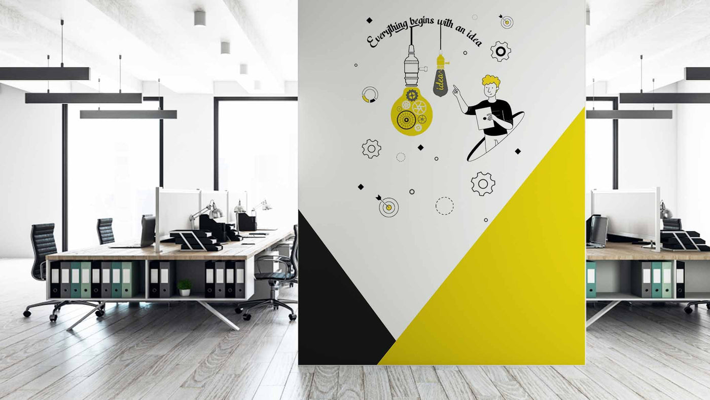 Everything Begins With an Idea Quote Office Wallpaper