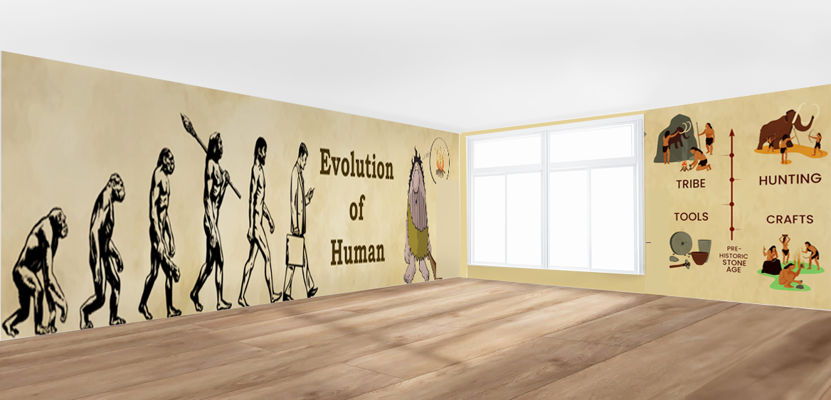 Evolution of Human Themed School Wallpaper