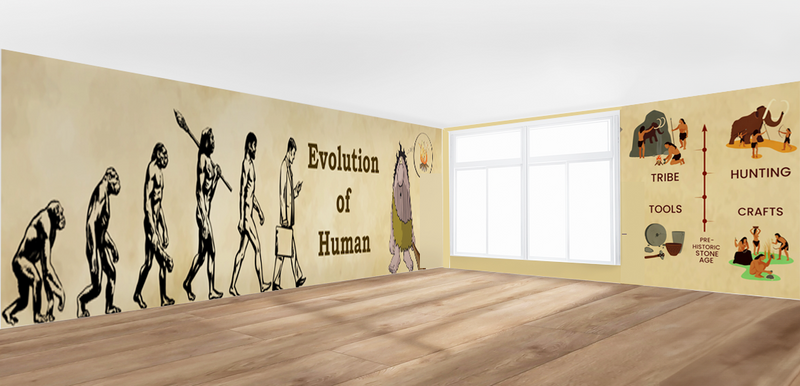 Evolution of Human Themed School Wallpaper