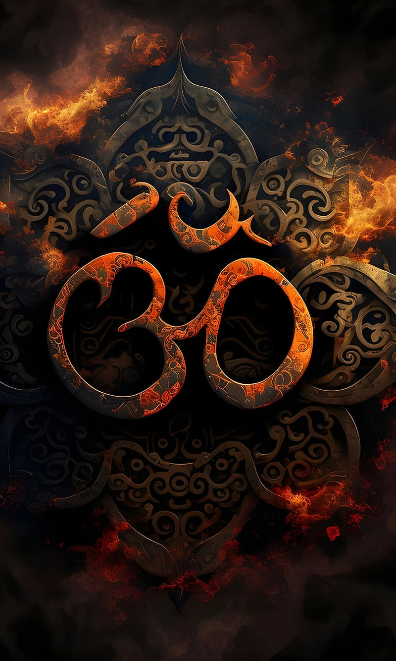 Eye Catching Fire Waves Designed Om Wallpaper