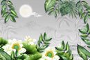 Eye Catching Moonlight View Floral Wallpaper