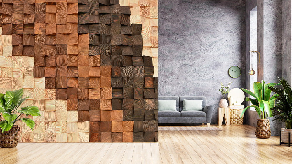Eye Catching Square Box Pattern Wooden Wallpaper – Myindianthings