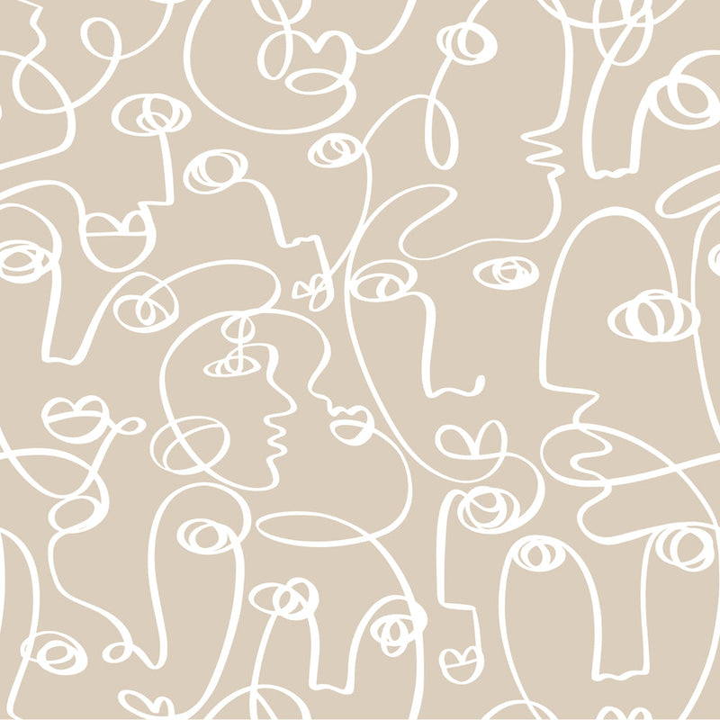 Facial Line Art Boho Wallpaper