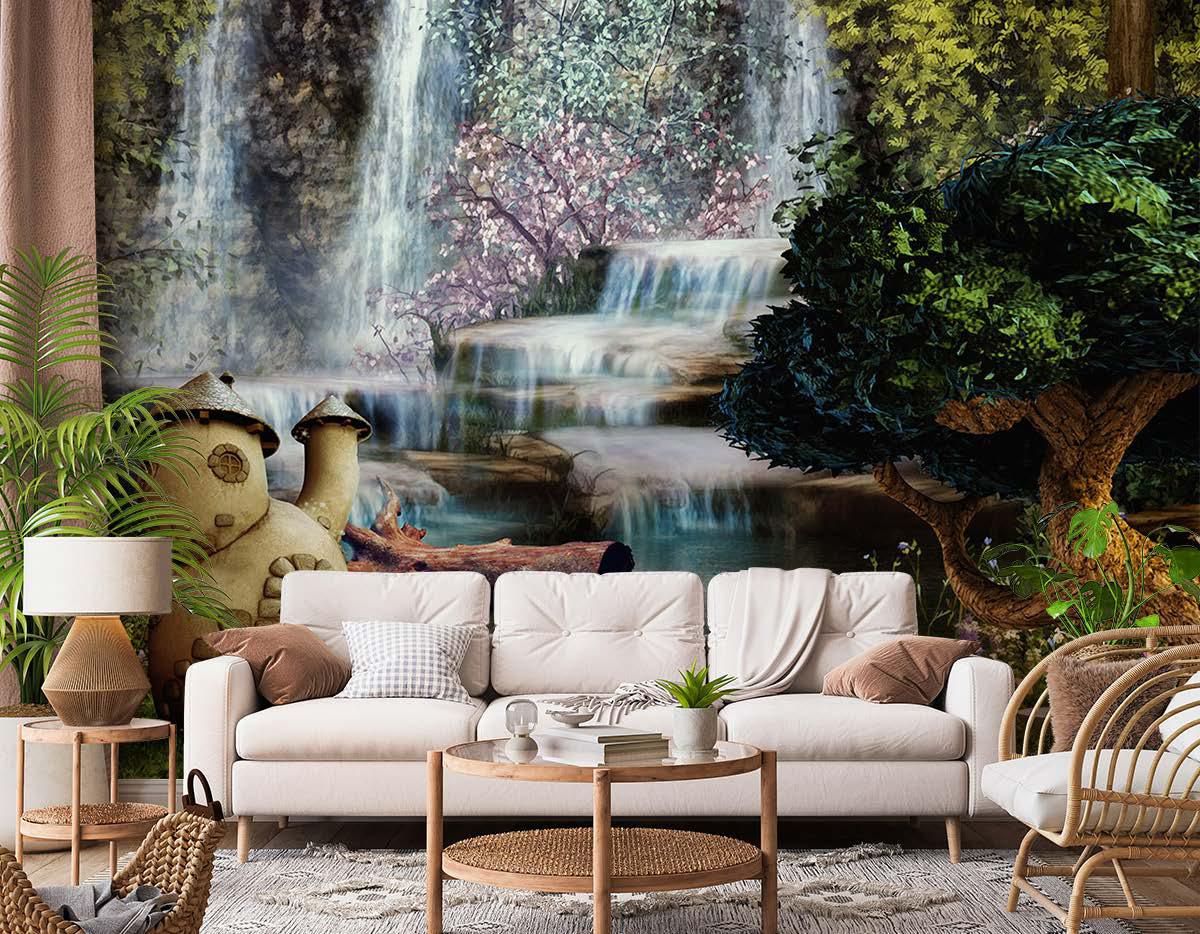Fairytale Village in a Forest Nature Wallpaper