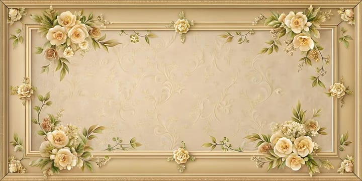 Floral Frame Theme Ceiling Wallpaper