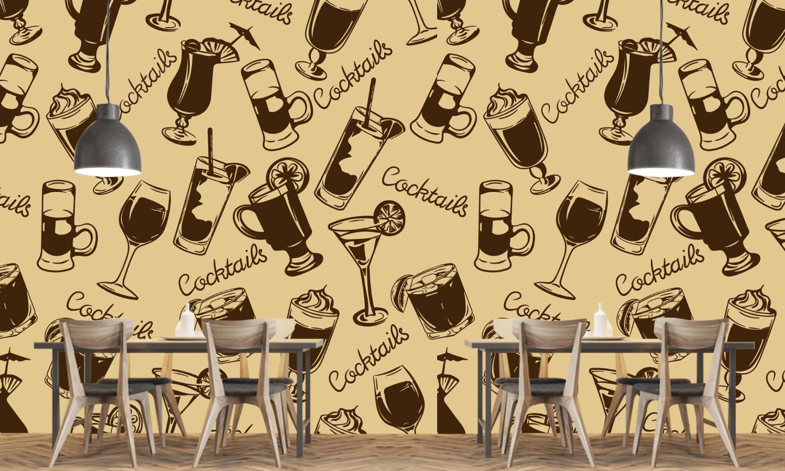 Glasses With Cocktail Textured Bar Wallpaper – Myindianthings