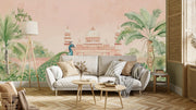 Glorious Red Fort With Peacock Theme Indian Pattern Wallpaper