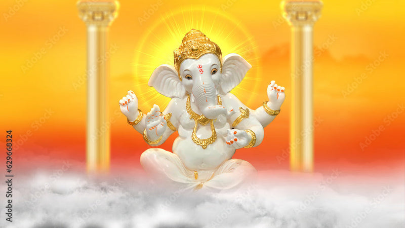 Glowing Sun Themed Ganesh Ji Wallpaper