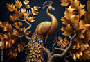 Golden 3D Peacock Wallpaper