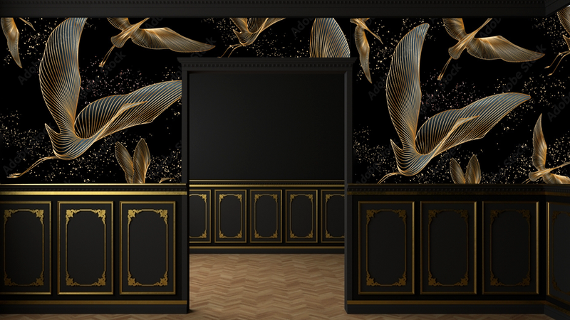 Golden And Black Tropical Cafe Wallpaper