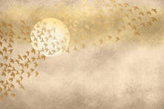 Golden Birds Flying Theme Abstract Wallpaper