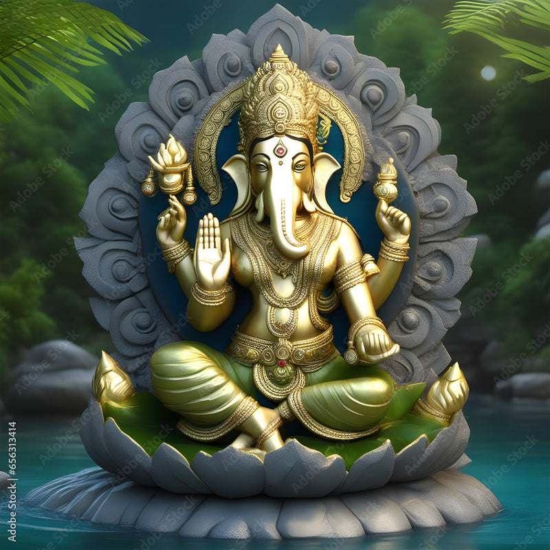 Golden Guardian Shield Ganesh Ji Wallpaper