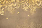 Golden Leaf Pattern Abstract Wallpaper