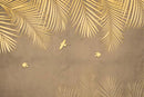 Golden Leaf Pattern Abstract Wallpaper