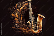 Golden Saxophone Theme Bar Wallpaper
