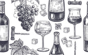 Grapes Wine Bottle Drawn Bar Wallpaper