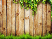 Grassy And Leaves Pattern Wooden Wallpaper