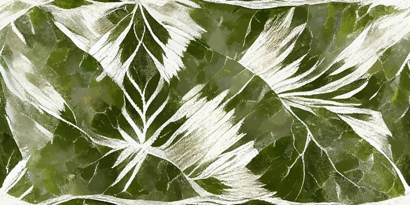 Green Leaves Painting Theme Boho Wallpaper